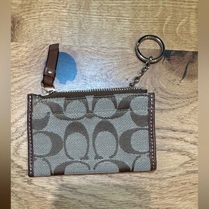 Coach Signature Hampton Mini Wallet Card Case with Keychain